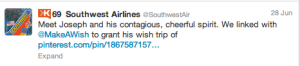 Southwest Airline- Tweet Make a Wish Foundation