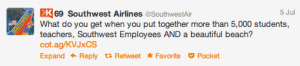 Southwest Air Tweet- Pinterest