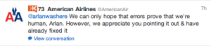 American Airlines Same Response to Customers