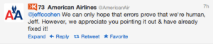 American Airlines Same Response to Customers