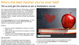 MediaBistro Twitter Contest Teacher Stories