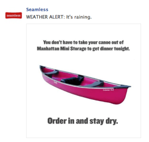 Seamless "It's Raining" Facebook Post