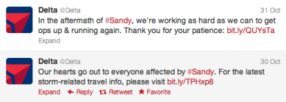 Delta Social Media Hurricane Sandy