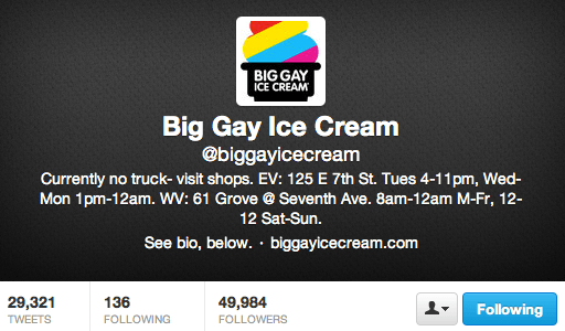 Big Gay Ice Cream Twitter Account Stats June 2013